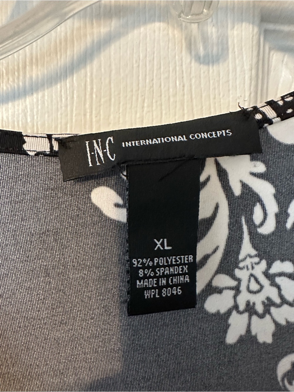 INC International Concepts Black and White Floral Faux-Wrap Midi Dress - Picture 2 of 3